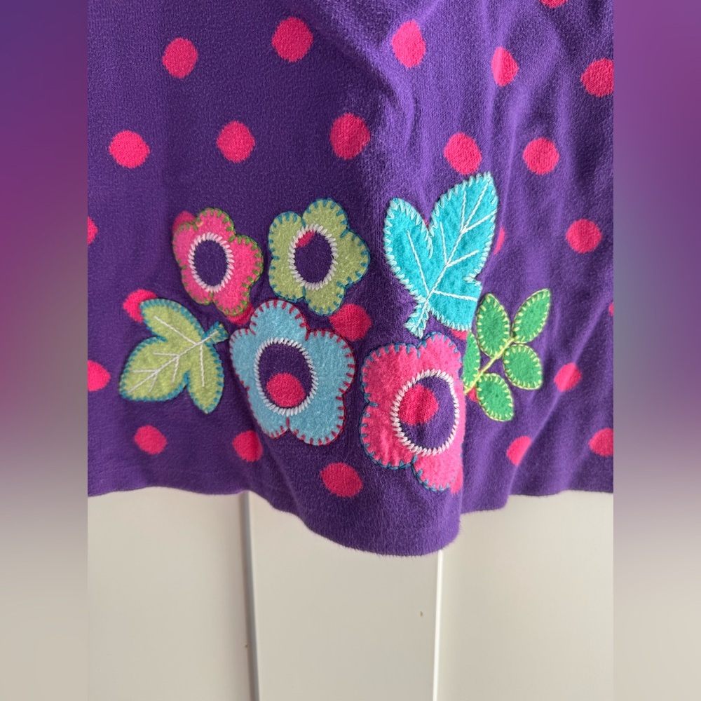 Hanna Andersson Purple Sweater Dress with Pink Dots Size 140/10 - Picture 3 of 9